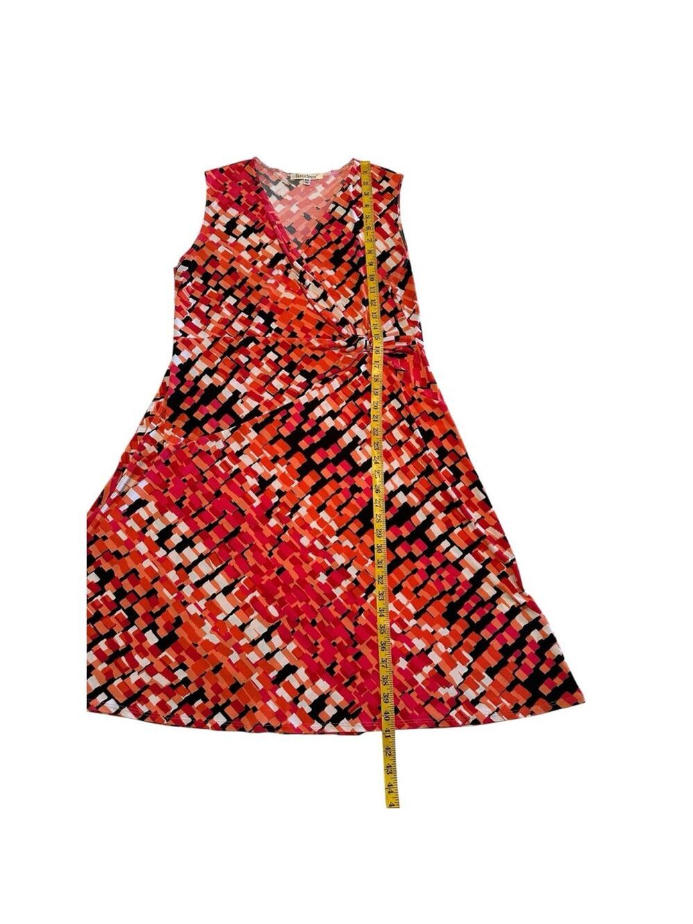 Travel Smith Surplice Bodice Sleeveless Shift Dress Womens XLP PETITE Geometric - Picture 15 of 17